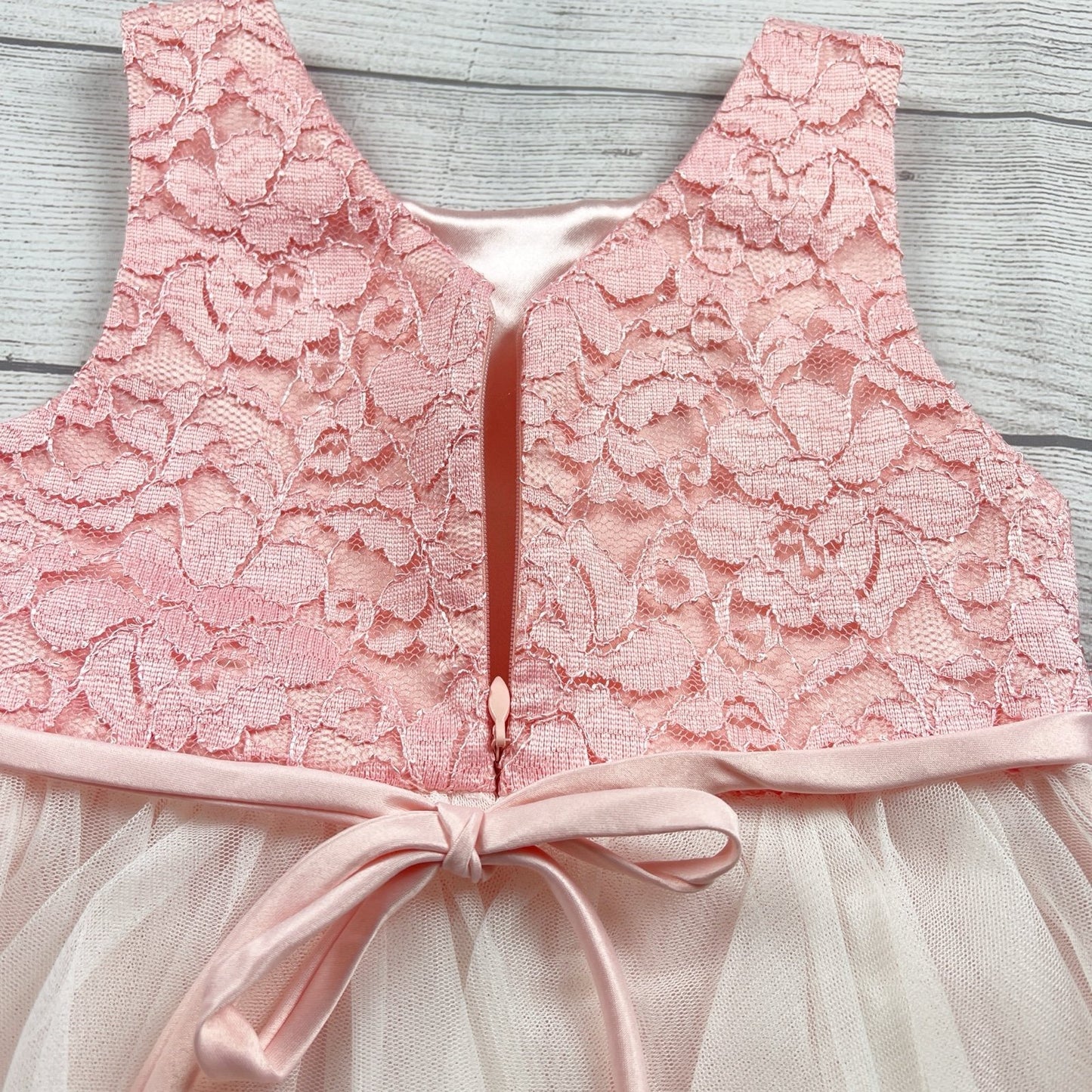 American Princess Girls Pink Floral Lace Tulle Party Dress 6
