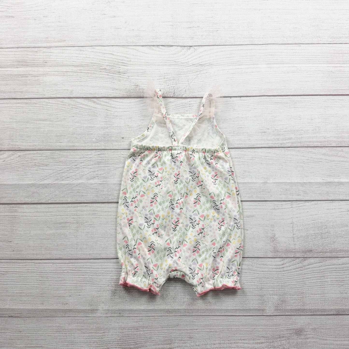 Chick Pea Baby Romper Sleeveless Floral Print Pastel 6-9 Months