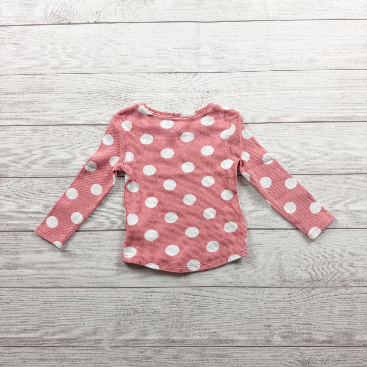 Old Navy Pink White Polka Dot Long Sleeve Shirt Toddler Girls 3T