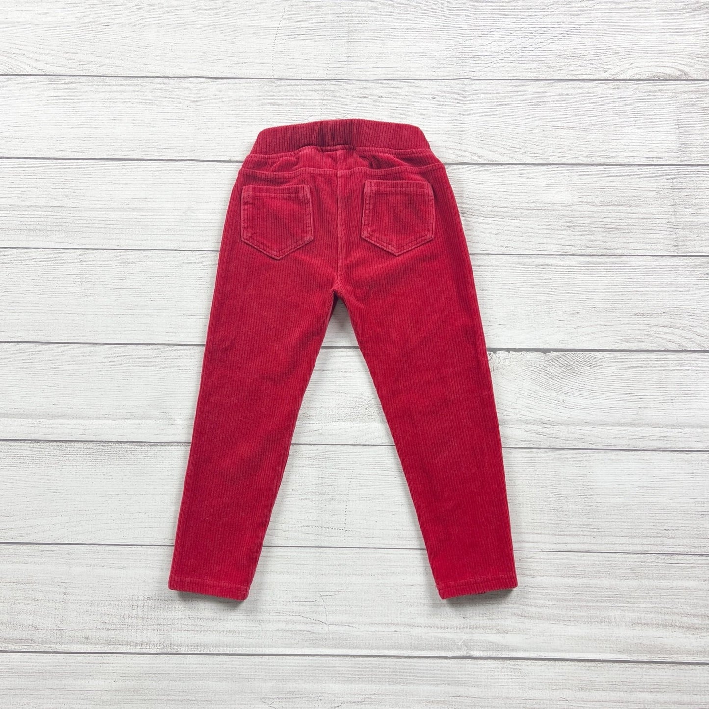 Hanna Andersson Girls Red Ribbed Pants Elastic Waist 4