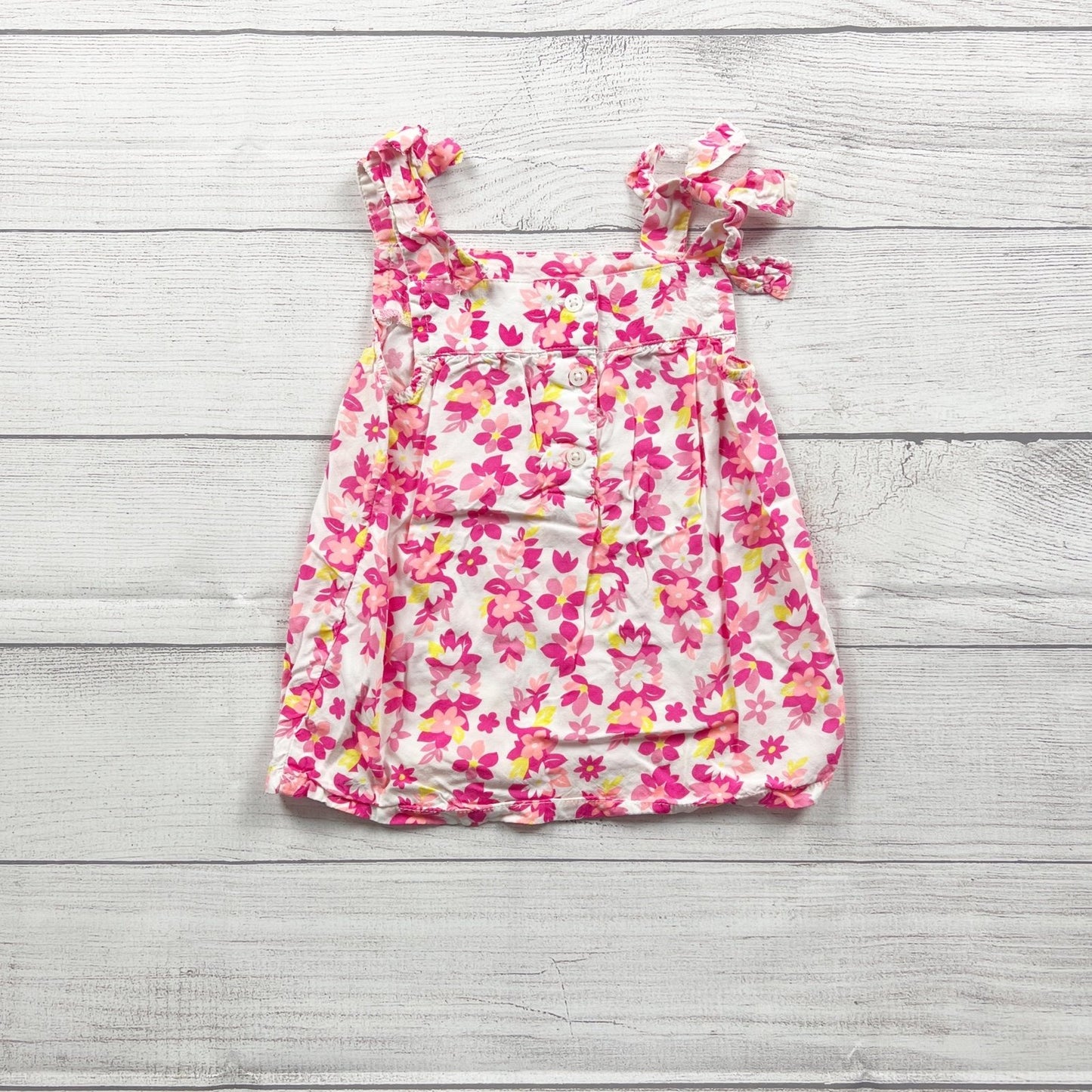 Carter's Toddler Sleeveless Floral Ruffle Strap Pink Viscose Tank Top 3T