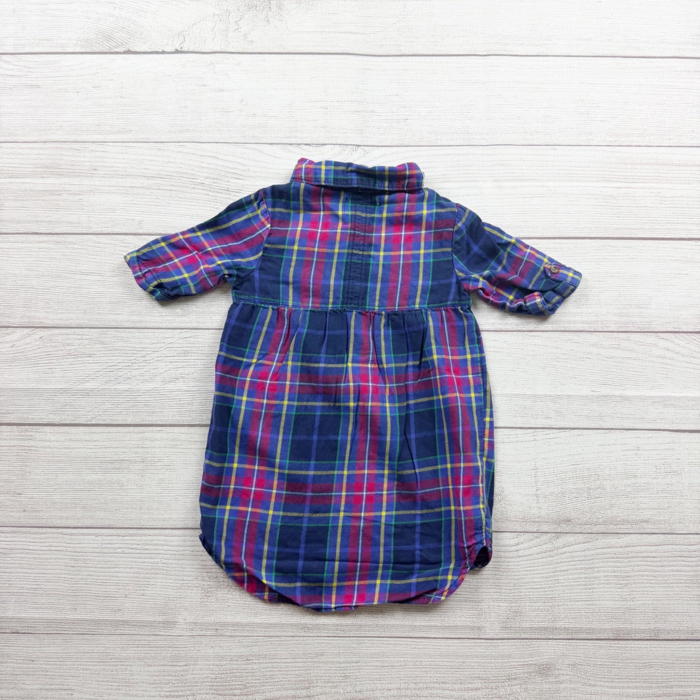 Old Navy Toddler Plaid Dress Button Up Front Multicolor Cotton Blend 3T