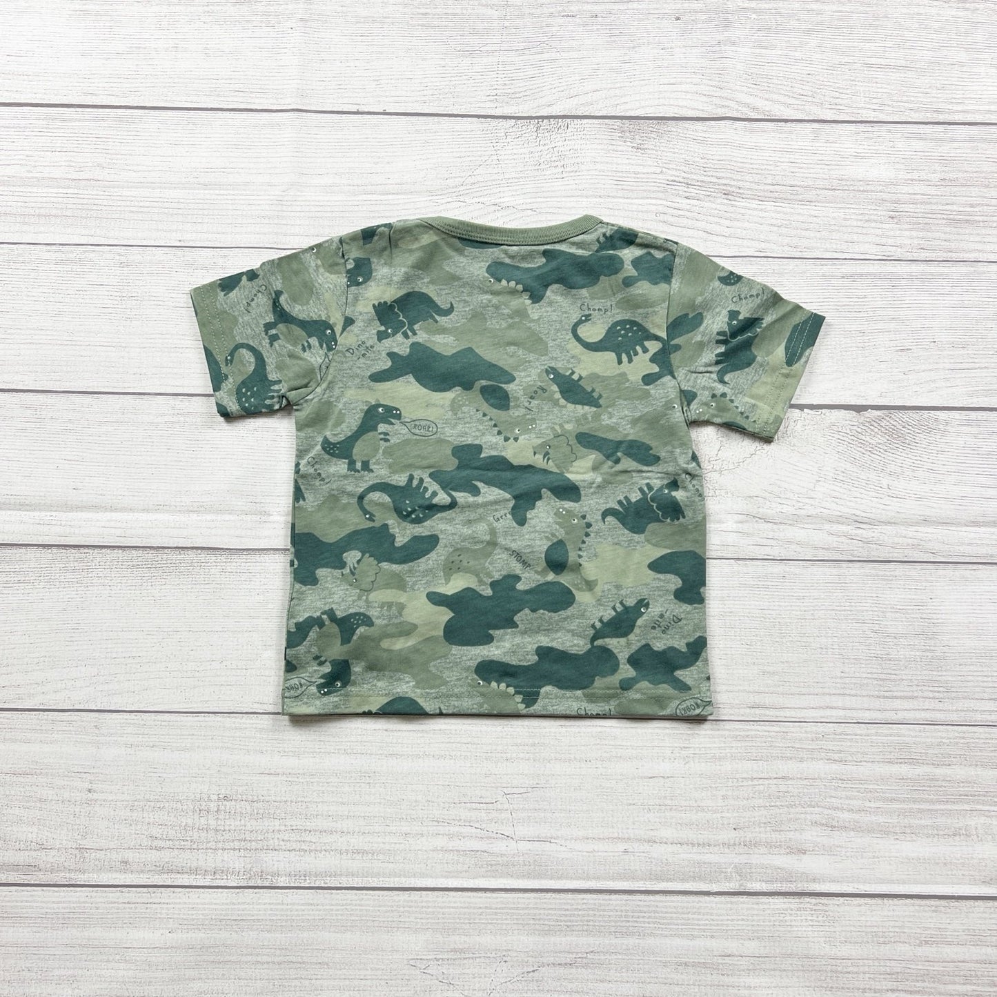 The Children’s Place Toddler Green Dino Camo Graphic Tee Short Sleeve NWT 2T