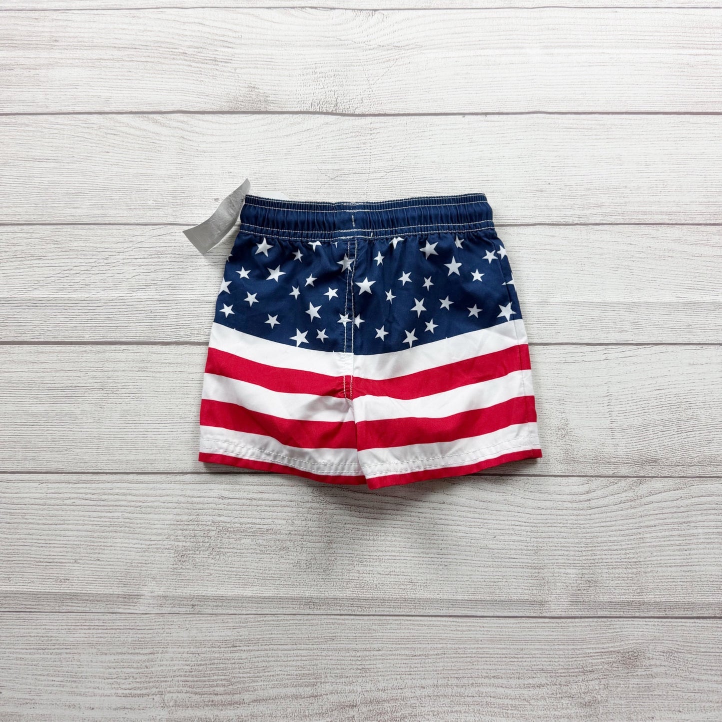 OshKosh Bgosh Boys American Flag Swim Shorts Red White Blue NWT 18-24 Months