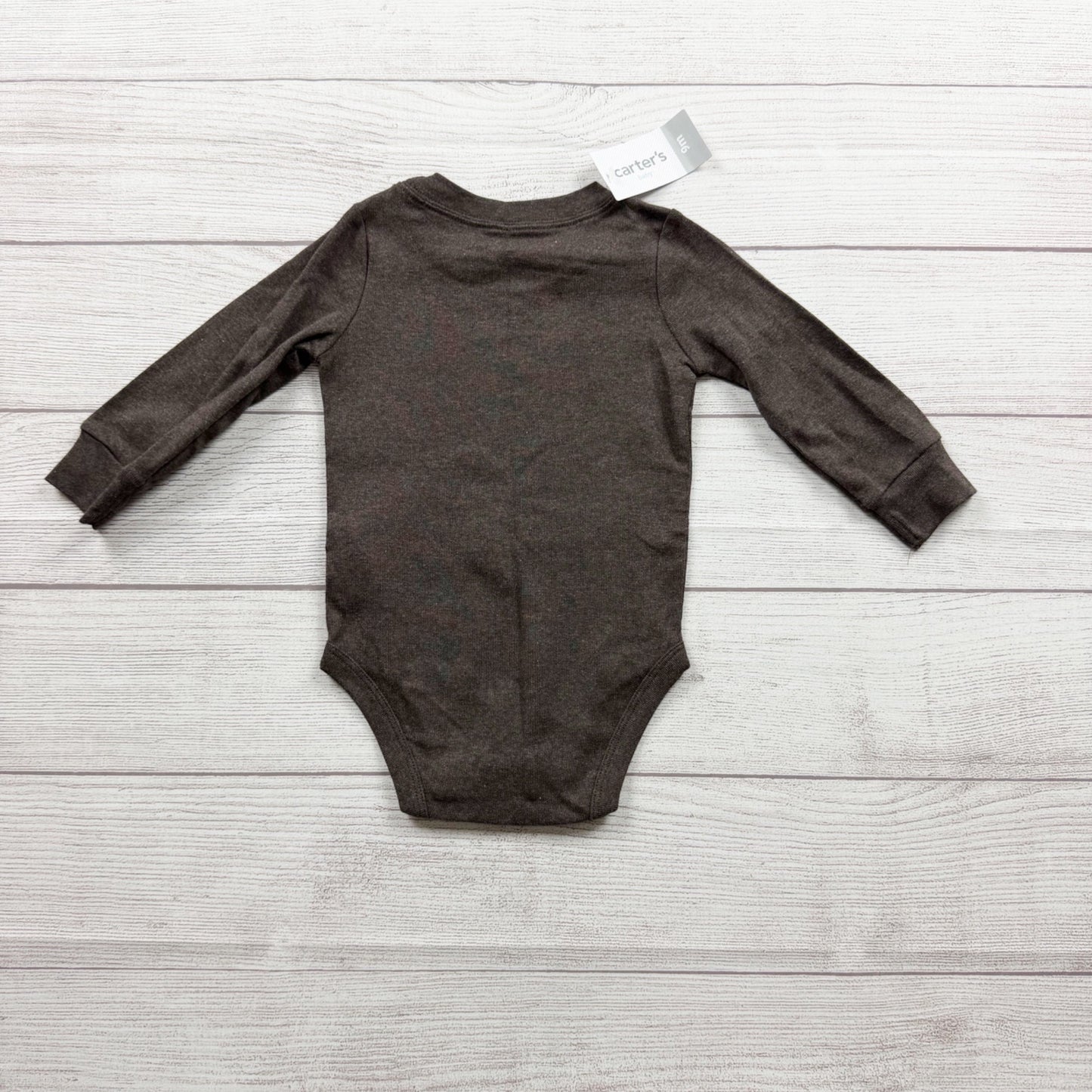 Carter's Baby Long Sleeve Football Graphic Bodysuit Brown NWT 6-9 Months