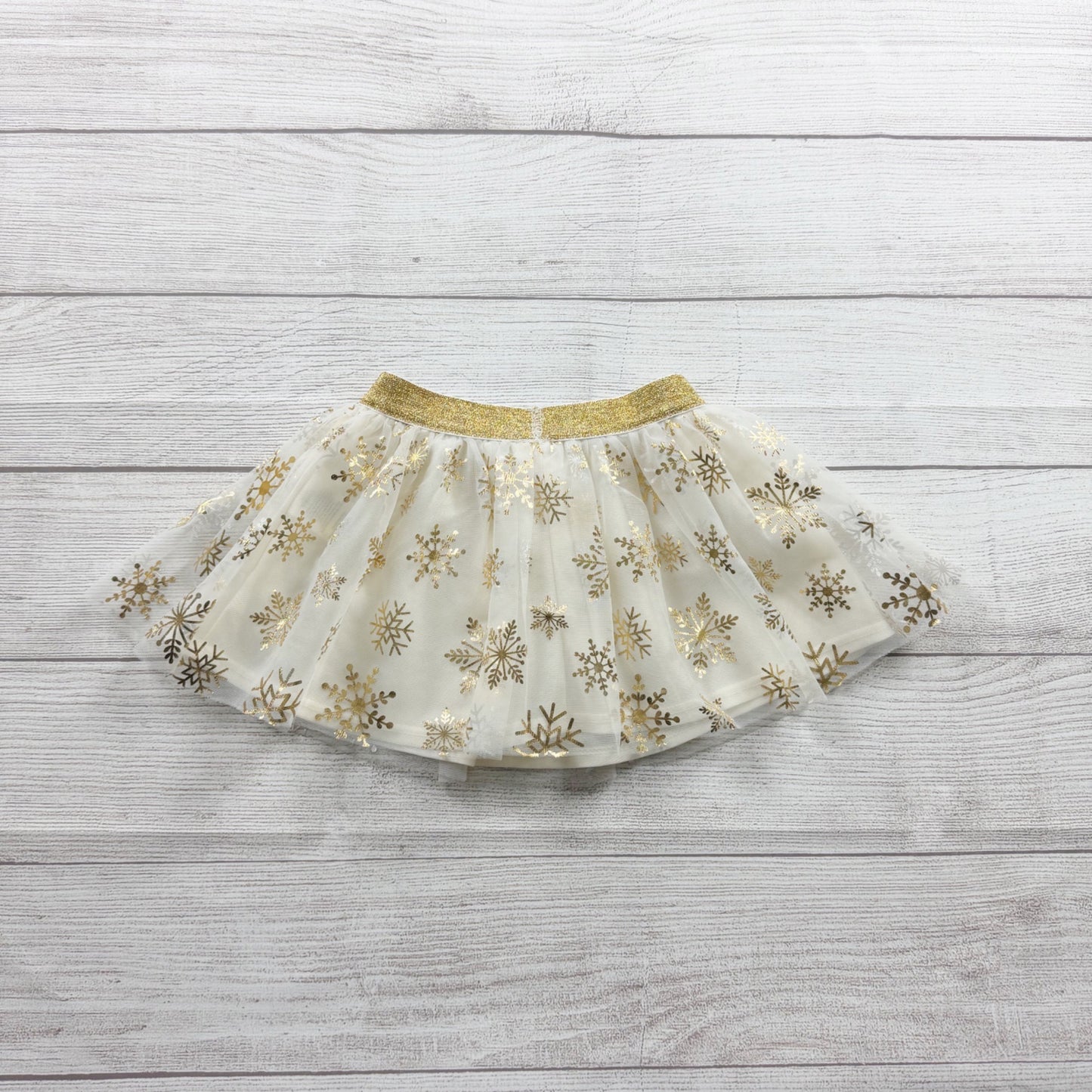 Holiday Time Baby Girls Gold Snowflake Tulle Skirt Glitter 12-18 Months