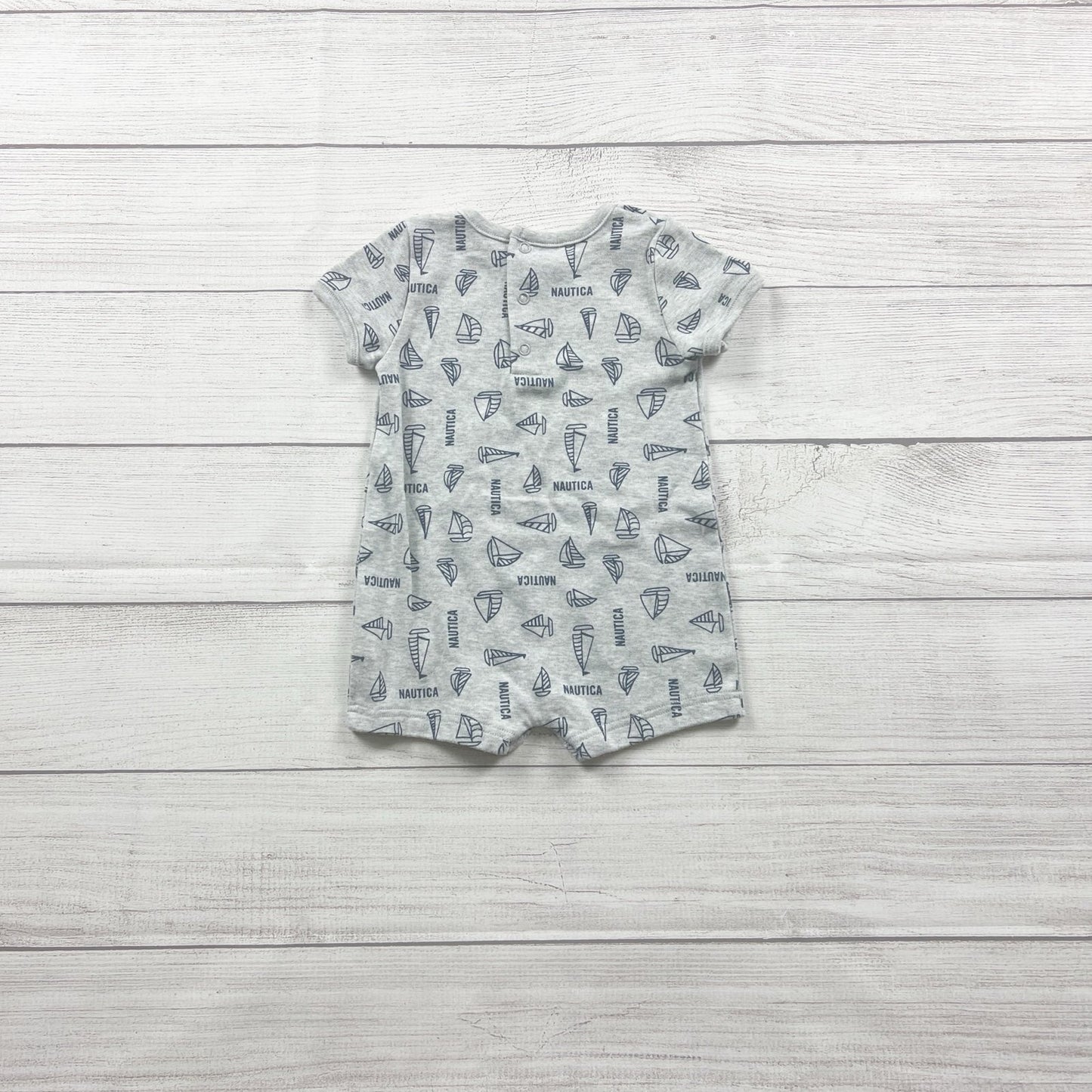 Nautica Baby Boy Romper Sailboat Print Short Sleeve One Piece 6-9 Months