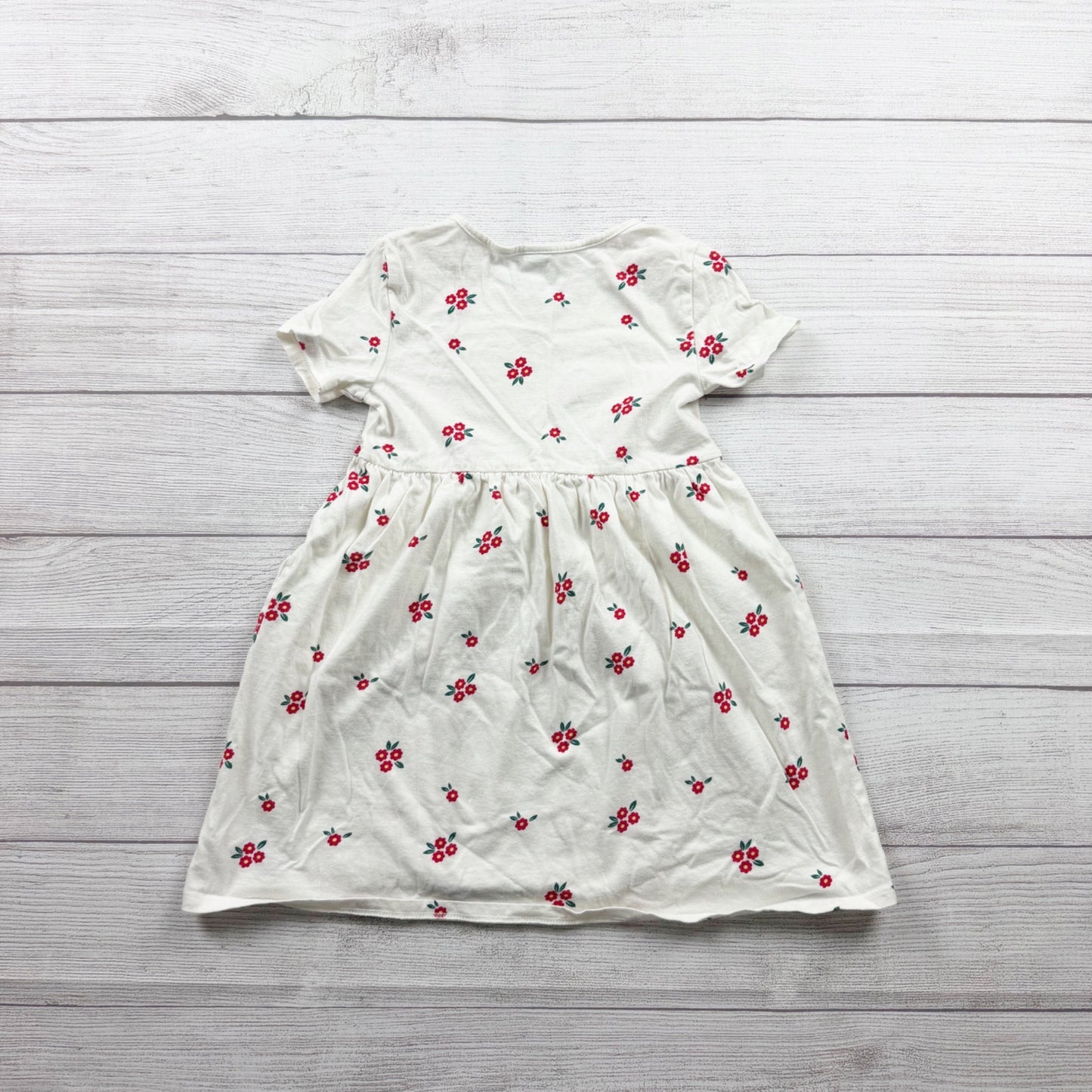 Old Navy Girls Dress Red Floral Print Short Sleeve Pocket Dress 5T
