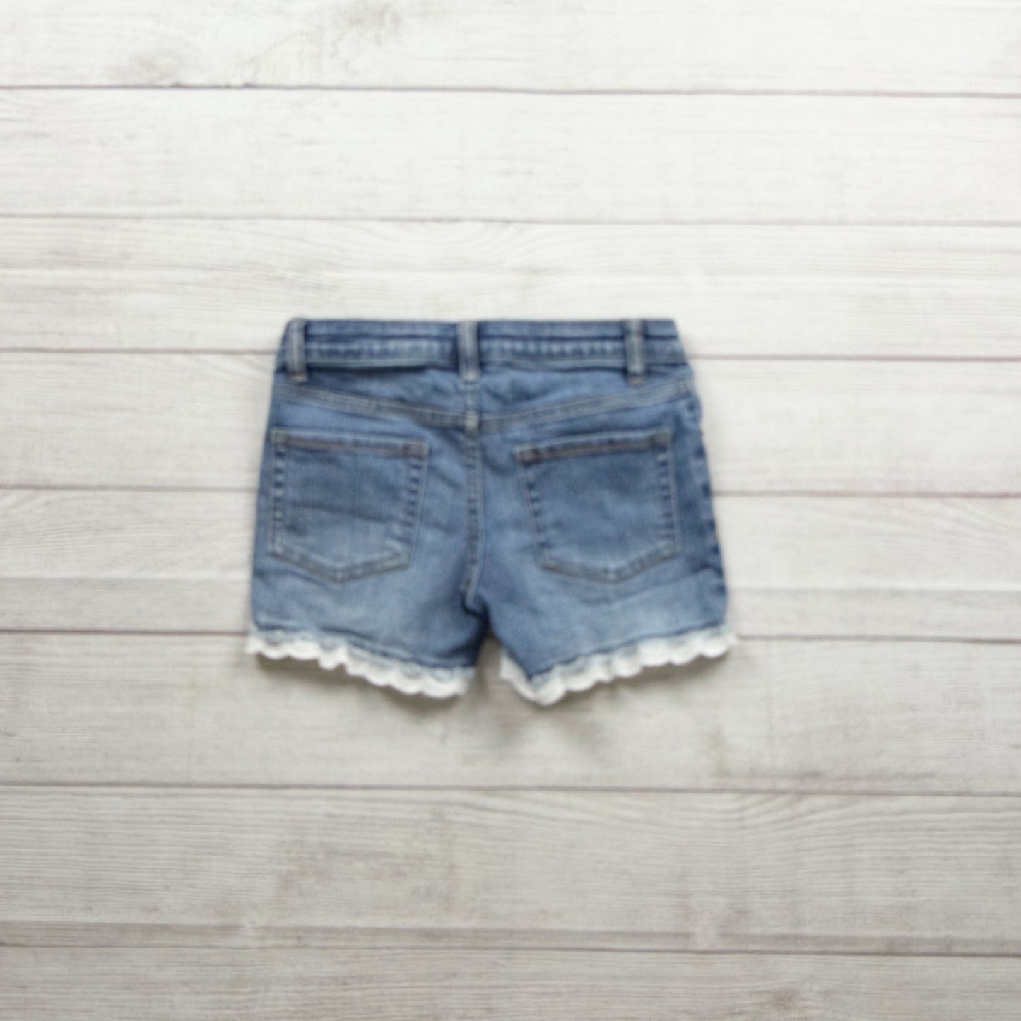 Cat & Jack Girls Blue Denim Shorts Lace Details Adjustable Super Stretch M 7-8