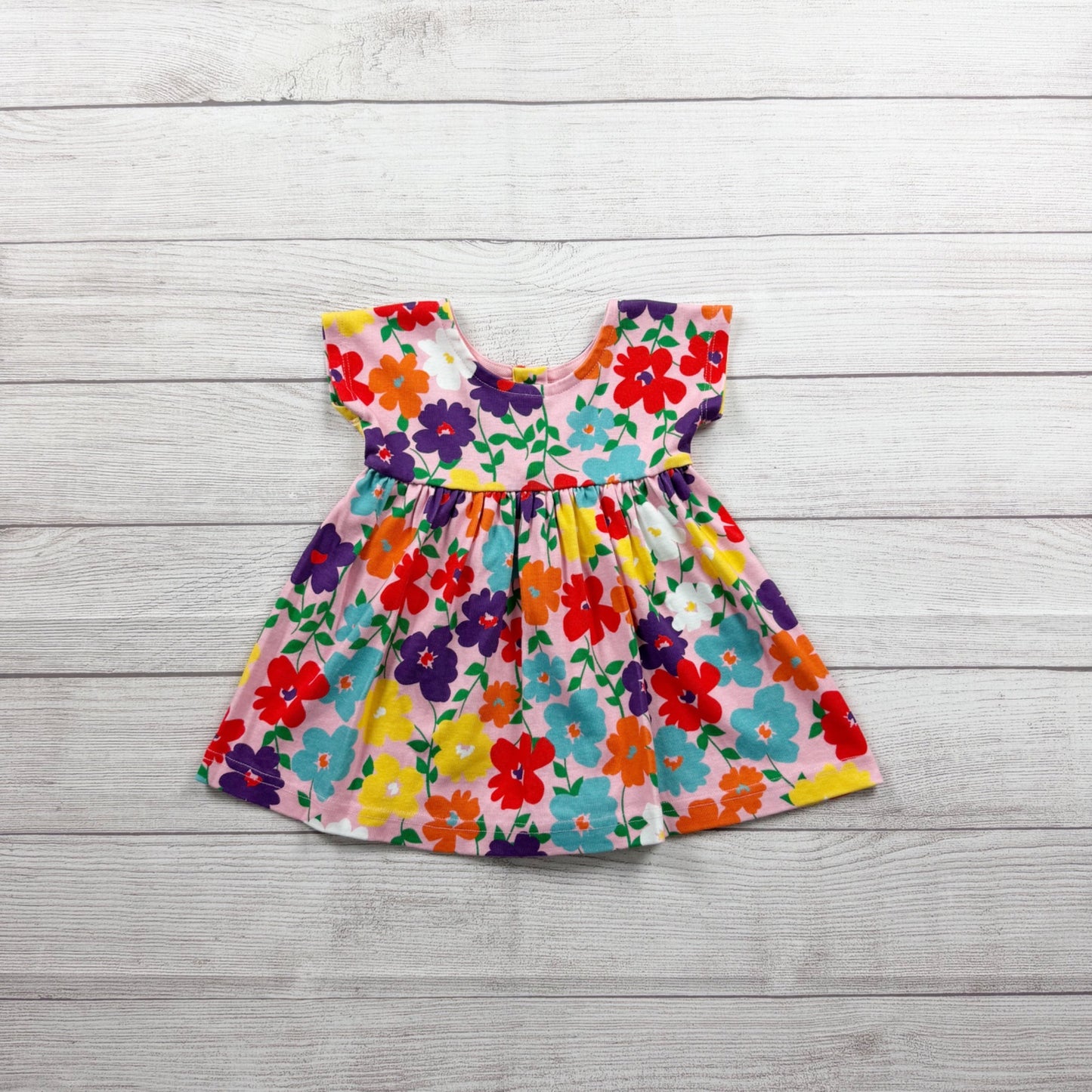 Hanna Andersson Baby Girl Floral Dress Multicolor Short Sleeve Twirl 12-18 Month