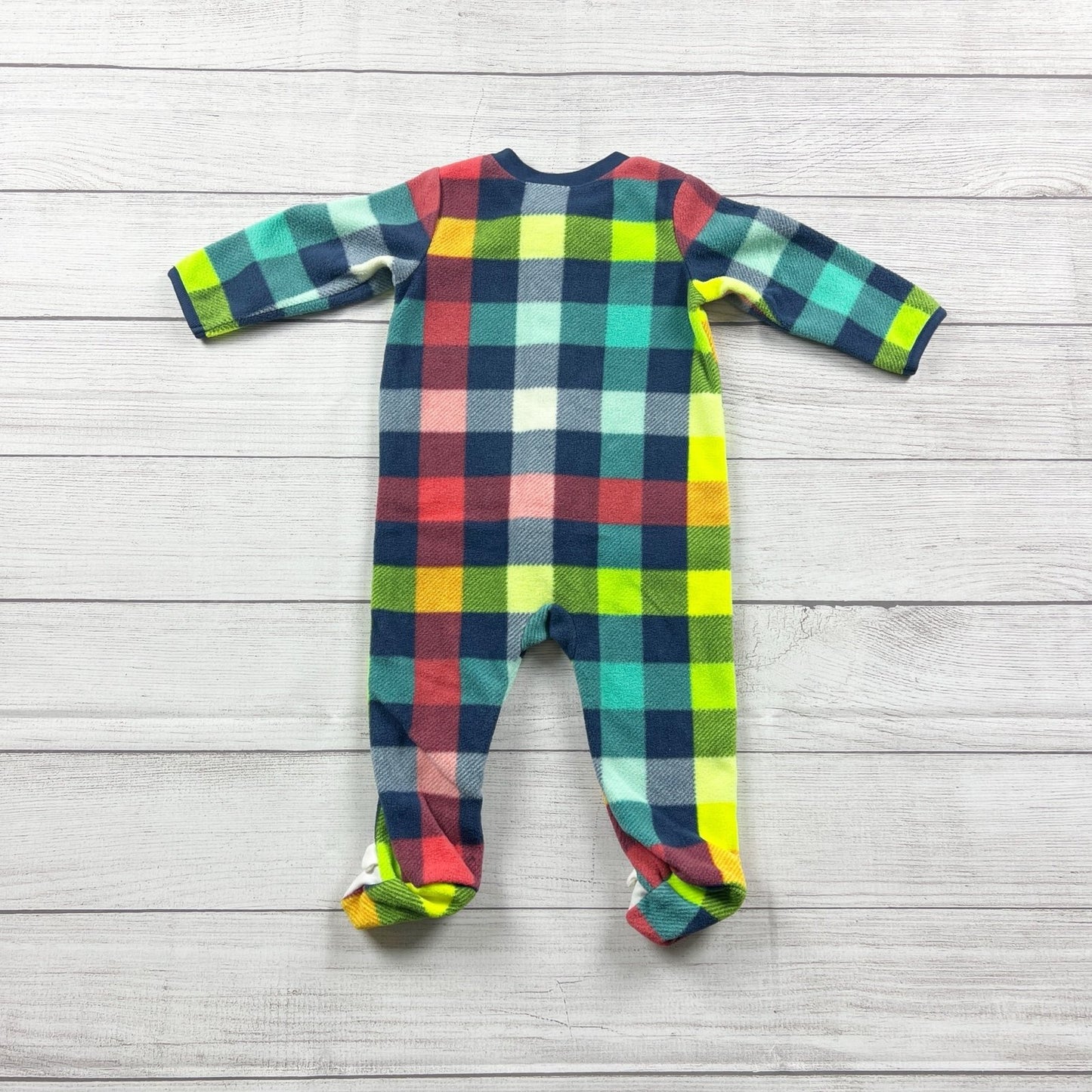 Little Wonders Baby Fleece Sleeper Plaid Polar Bear Footed Pajamas 6-9 Months