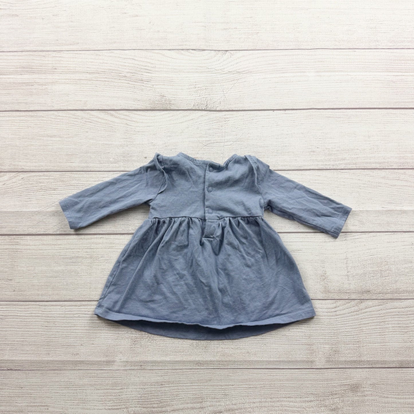 Carter’s Baby Girl Blue Long Sleeve Lace Yoke Dress 0-3 Months