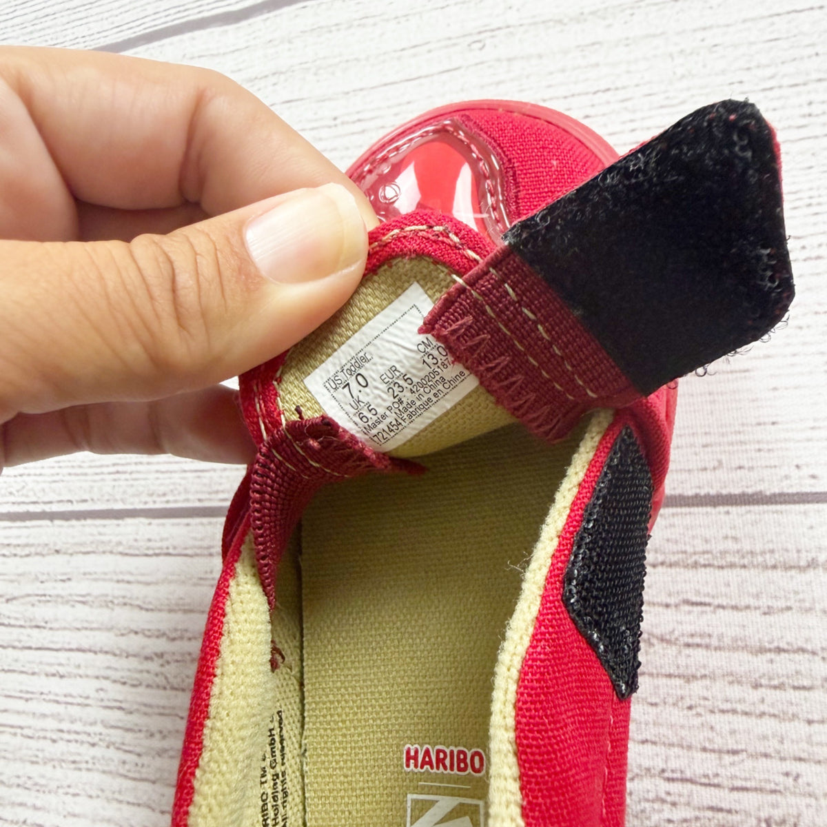 Vans Slip On Haribo Toddler Shoes Red Bear Design Canvas Sneakers NIB US 7