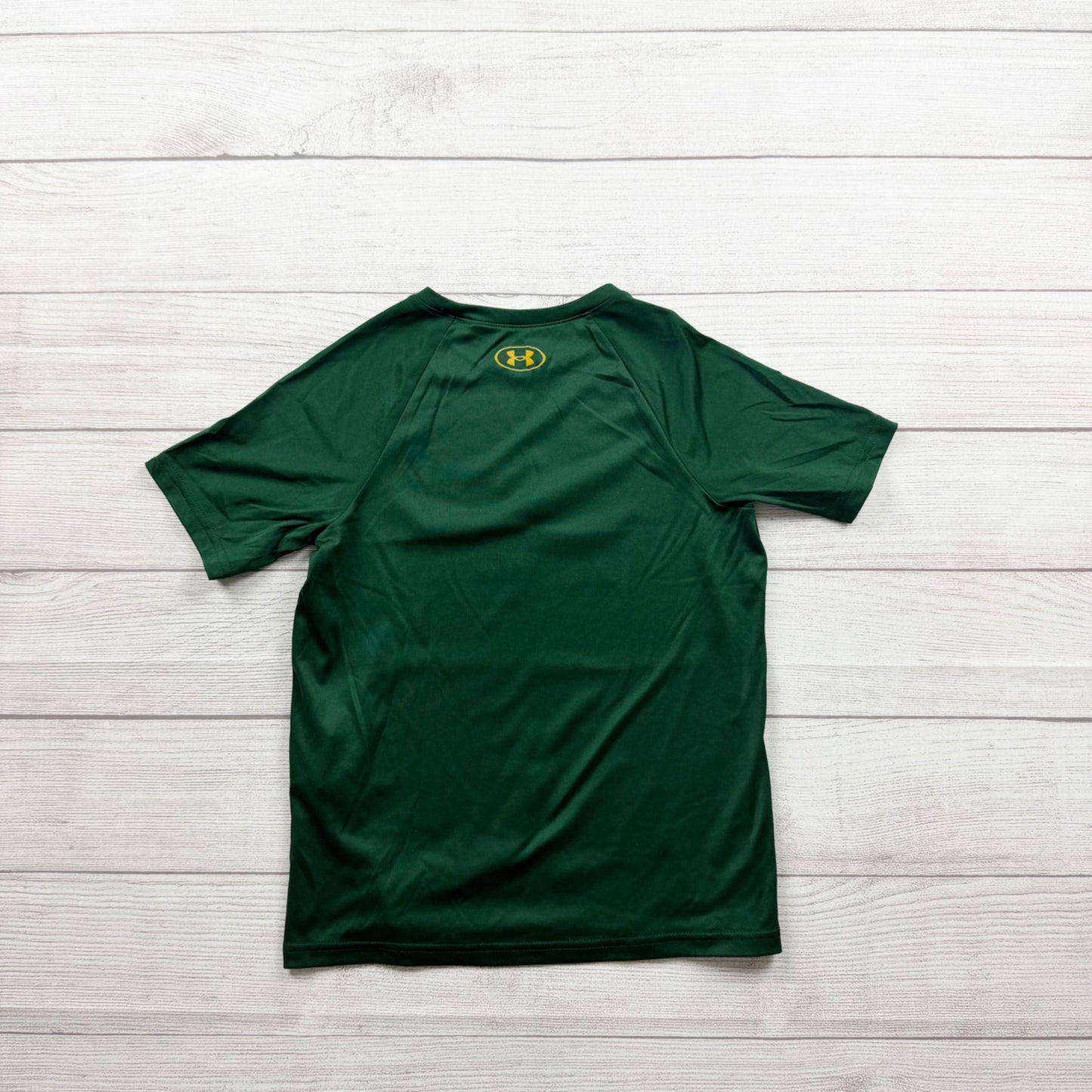 Under Armour Youth Loose Fit Green T-Shirt Logo Design Lightweight S 8