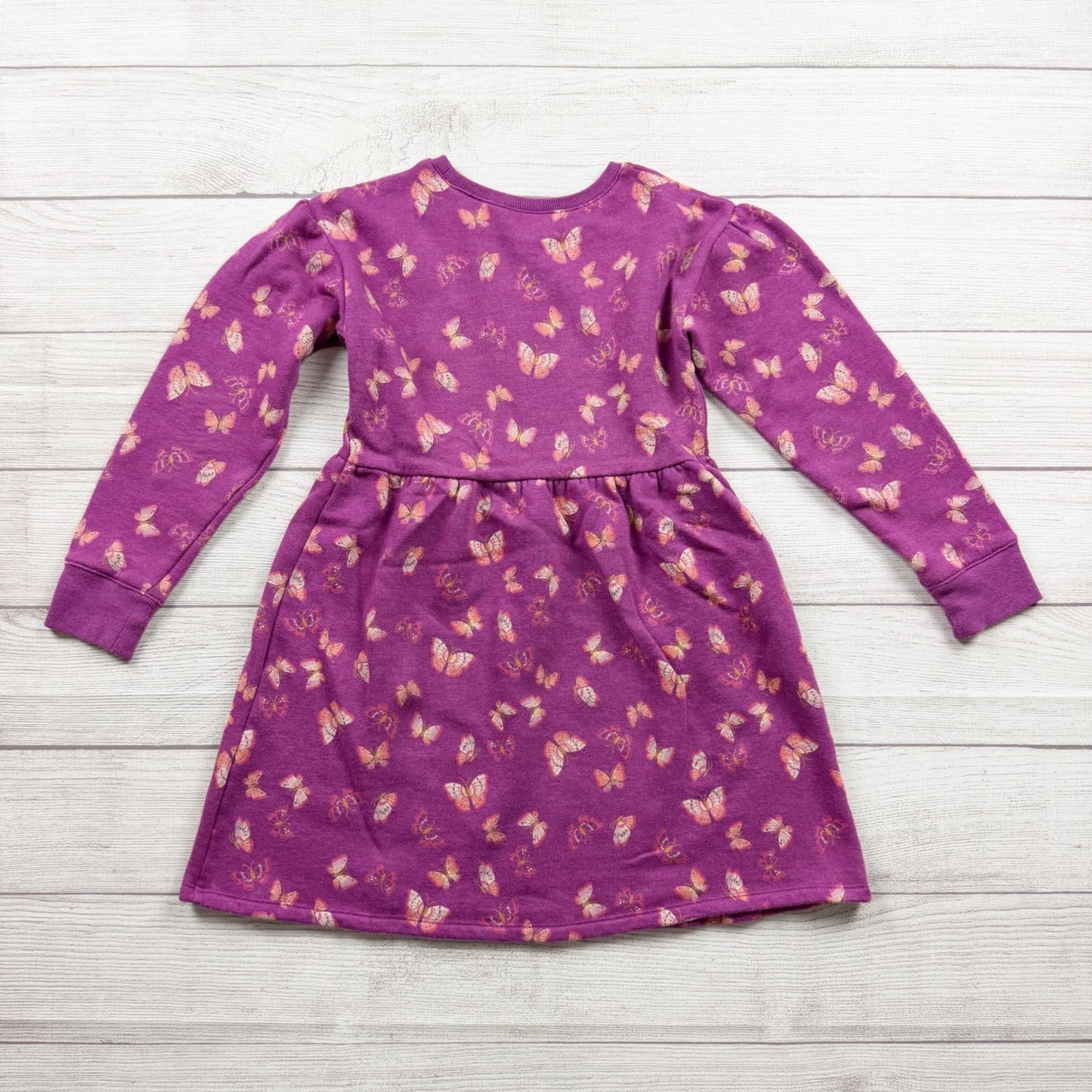 Jumping Beans Girls Softest Fleece Butterfly Print Long Sleeve Dress 6X