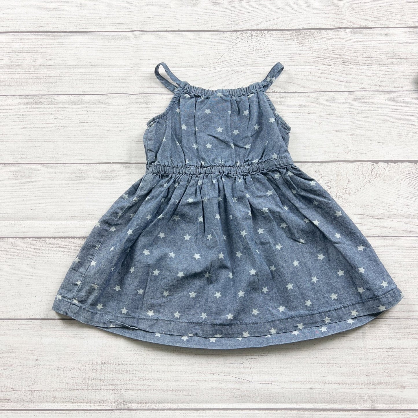 Carter's Toddler Chambray Star Print Sleeveless Dress Bloomer Set 12-18 Months