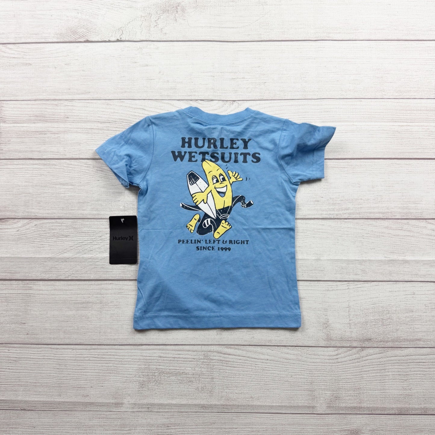Hurley Wetsuits Toddler Boys Graphic Tee Blue Surfboard Print Soft Cotton NWT 3T