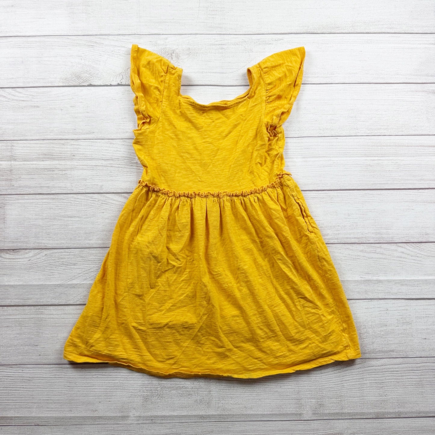Cat & Jack Yellow Ruffle Sleeve Cotton Dress Lightweight Girls M 7-8
