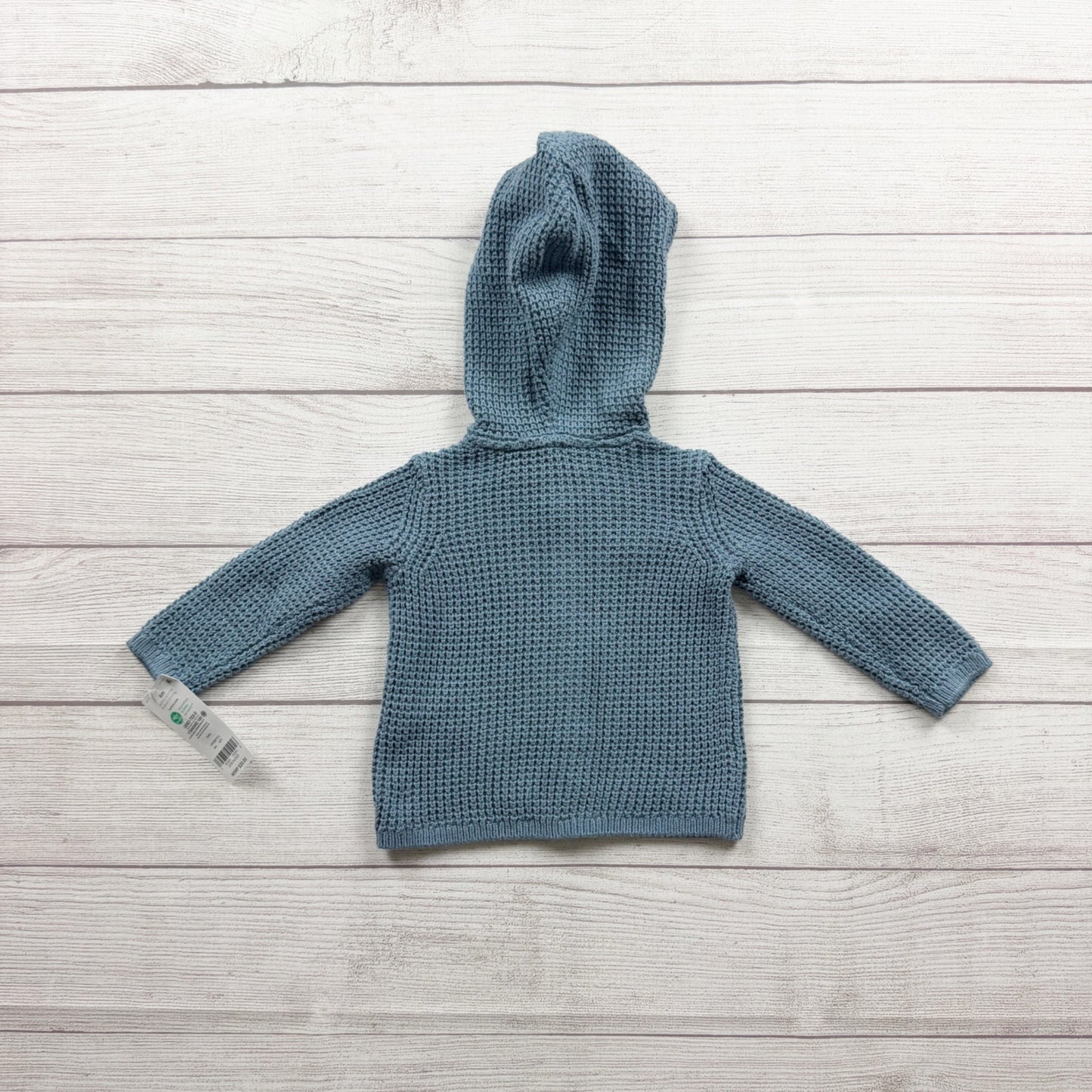 Carter's Baby Blue Hooded Button Up Waffle Knit Cardigan Sweater NWT 3-6 Months