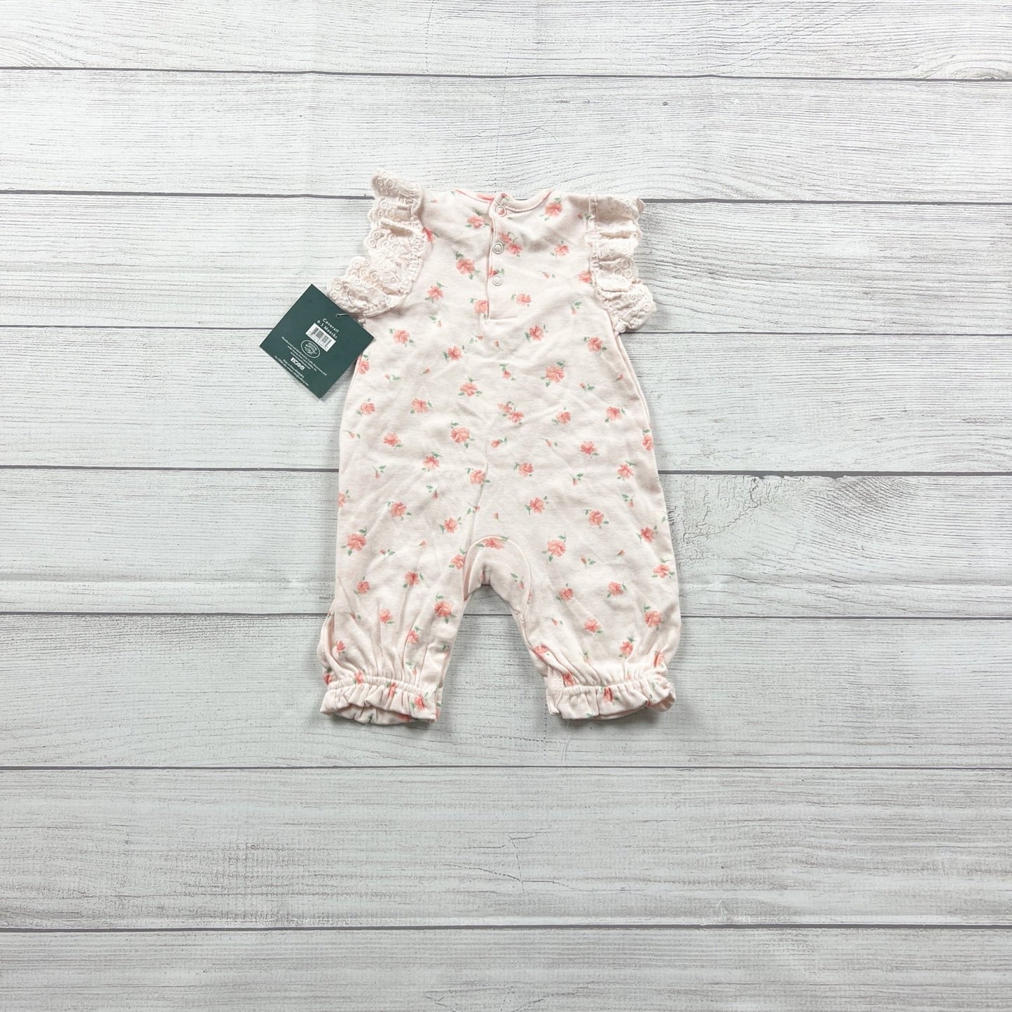 Laura Ashley Baby Girl Romper Floral One Piece Lace Ruffle Sleeve NWT 0-3 Months