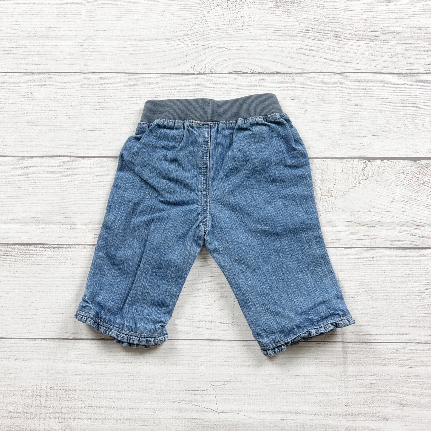 Circo Baby Girls Denim Pants Stretch Waistband Bow Blue Ruffle Trim 3-6 Months