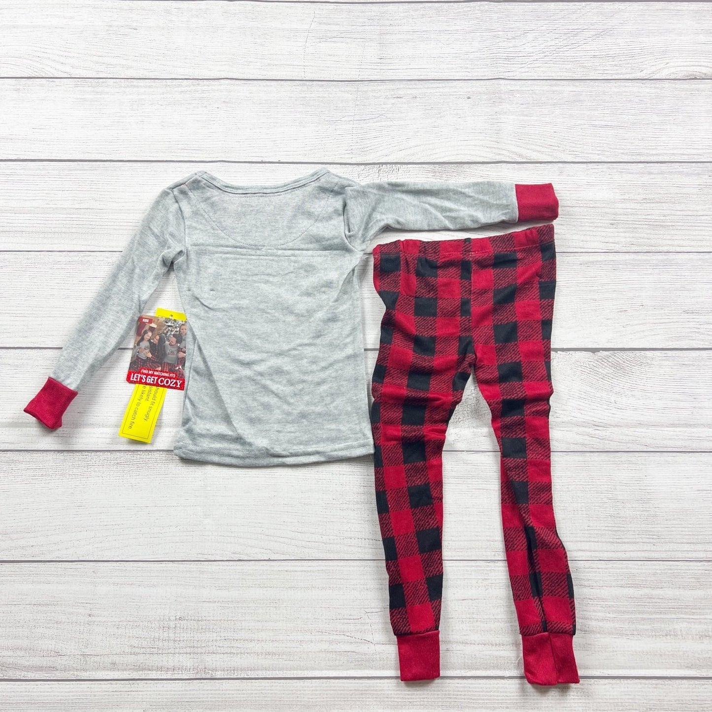 Lets Get Cozy Kids Little Bear Pajama Set Red Buffalo Plaid Sleepwear NWT 2T