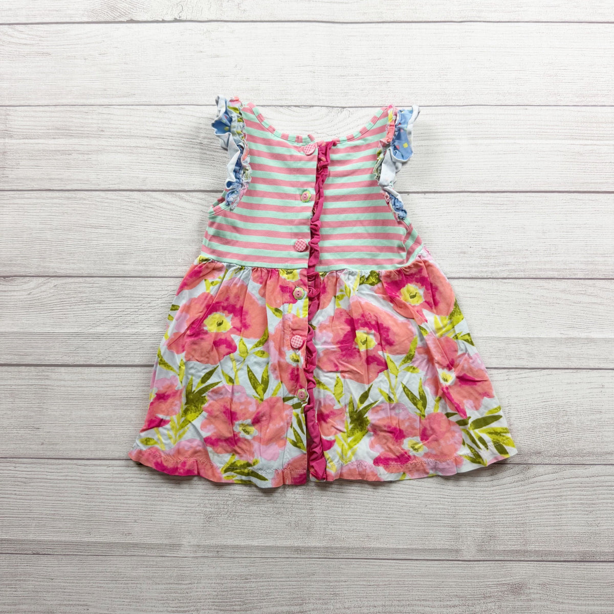 Matilda Jane Girls Reversible Stripe Floral Dress Ice Cream Print 6