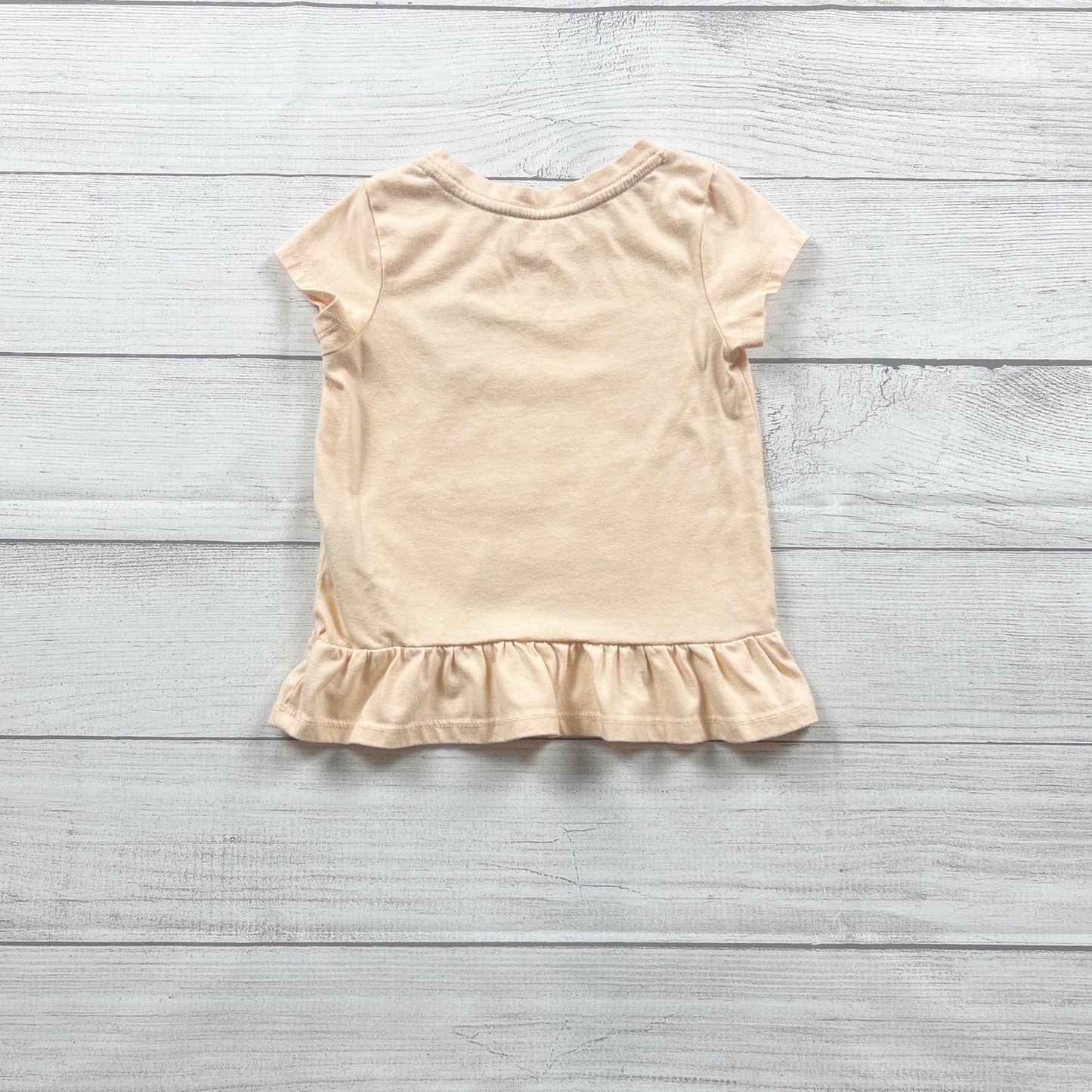 Cat & Jack Toddler Girl Shirt “Smart Lil Apple” Graphic Tee Ruffle Hem 3T