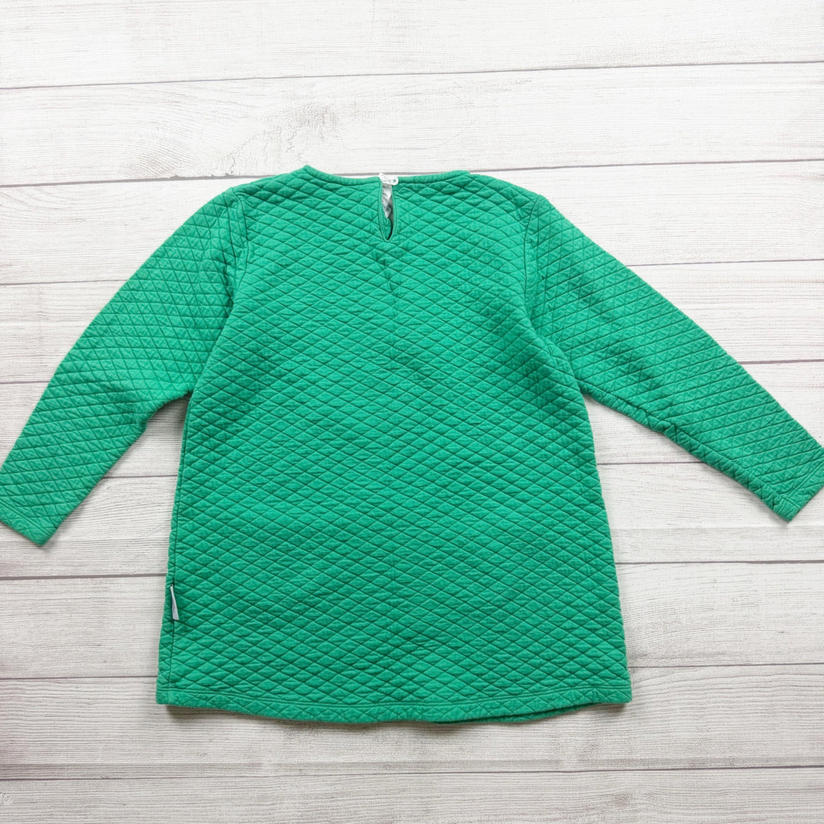 Nantucket Kids Green Quilted Long Sleeve Dress Pockets 10