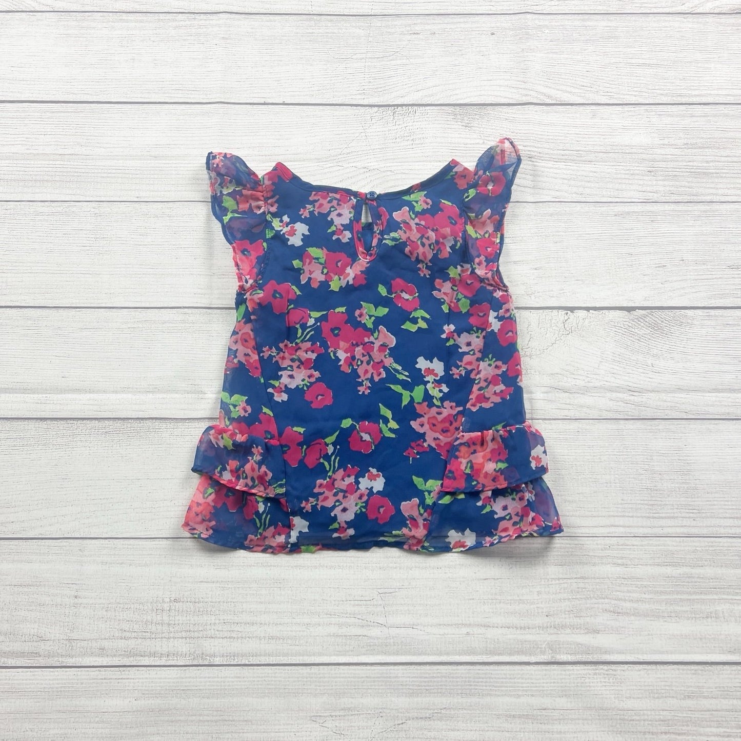 The Children’s Place Girls Floral Top Ruffle Sleeve Peplum Blouse XS 4