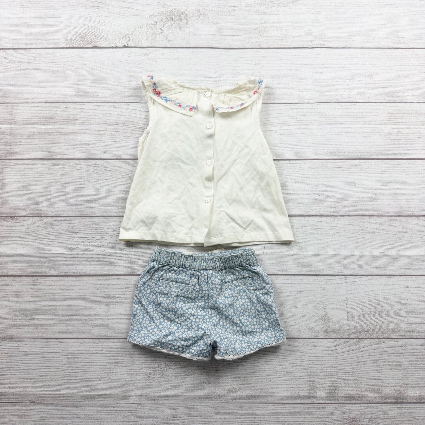 Chelsea’s Corner 2 Piece Outfit Embroidered Top Floral Shorts NWT 9-12 Months
