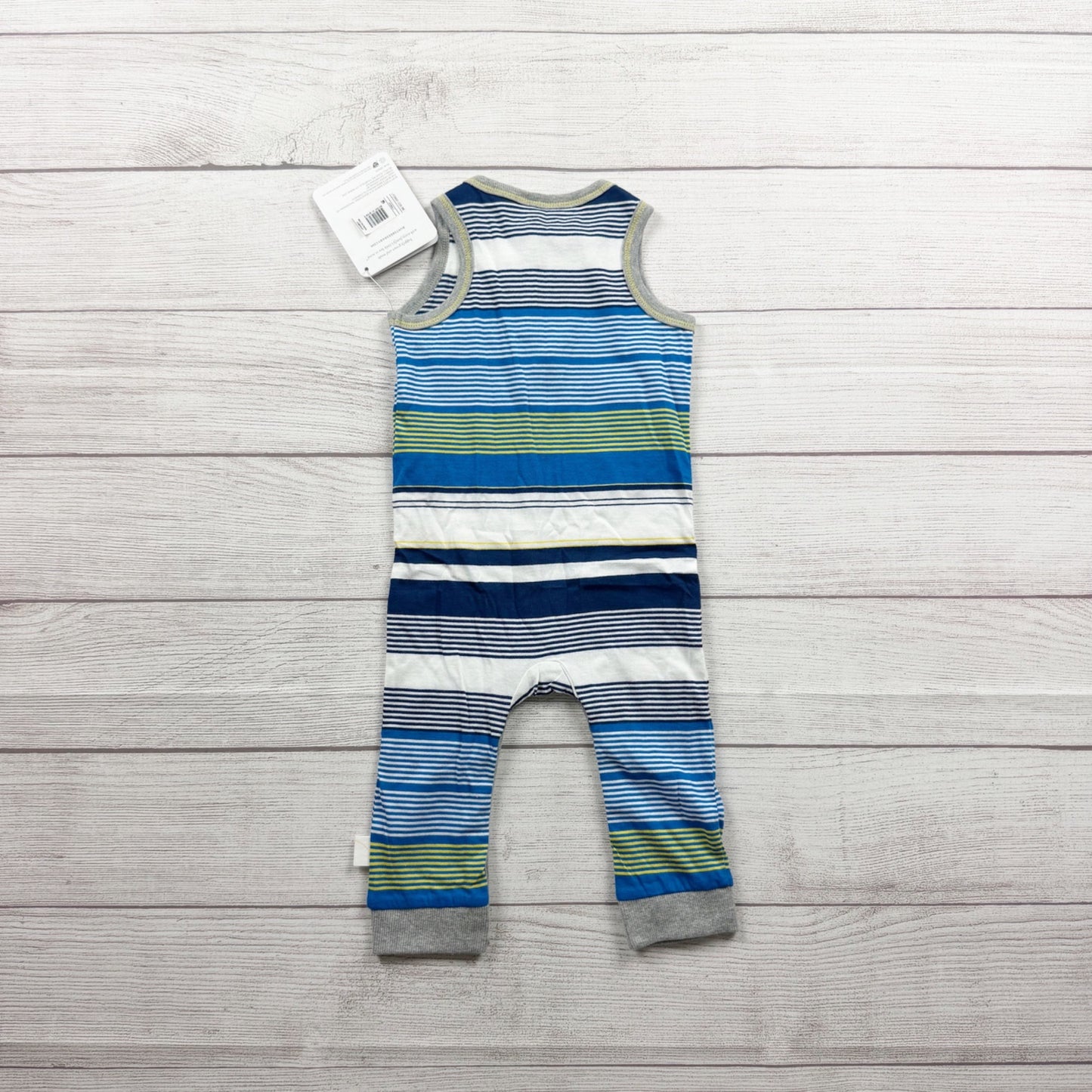 Burt's Bees Baby Organic Sleeveless Striped Romper Classic Buttons NWT 3-6 Months