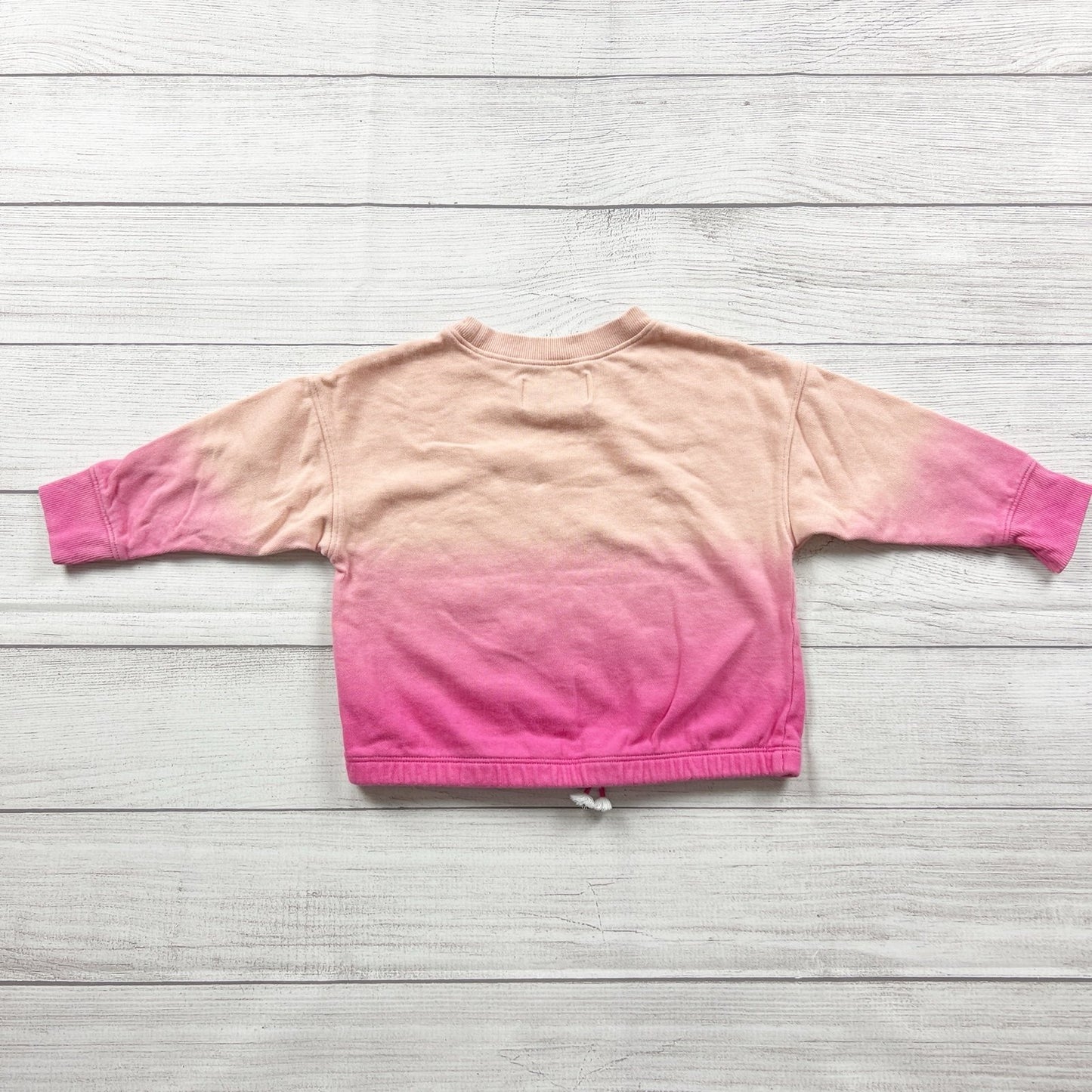 Old Navy Toddler Girl Sweatshirt Pink Ombre Pullover Top Drawstring Hem 2T