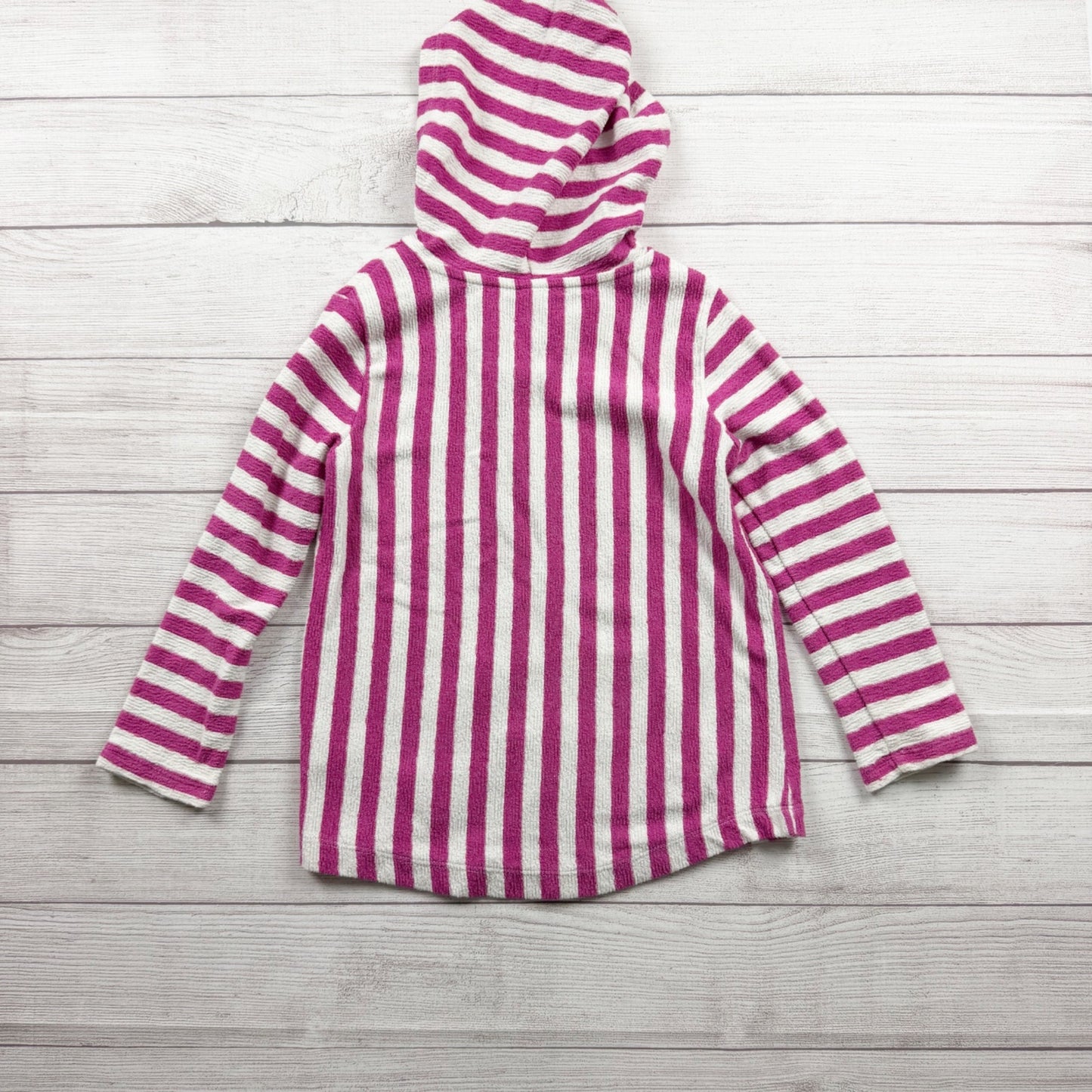 Old Navy Hooded Striped Knit Beach Swim Pullover Pink White M 8