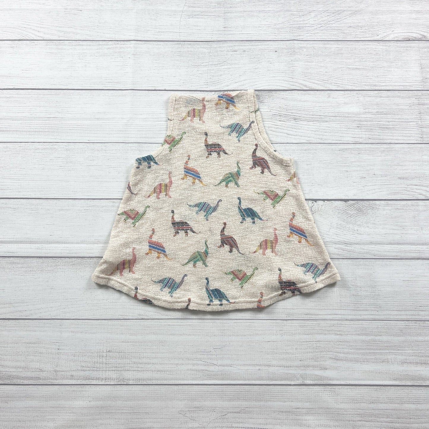 Ginger G Girls Tank Top Beige Dinosaur Print Sleeveless Swing Top 7