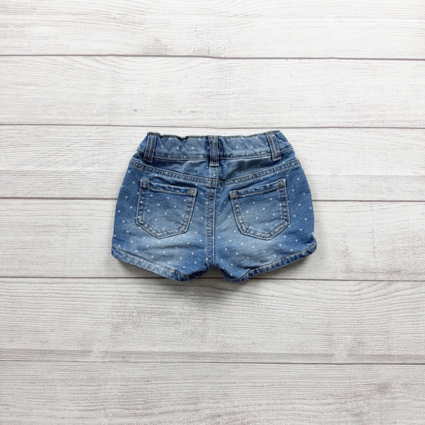 Cat & Jack Toddler Girls Denim Polka Dot Shorts Super Stretch Adjustable 2T