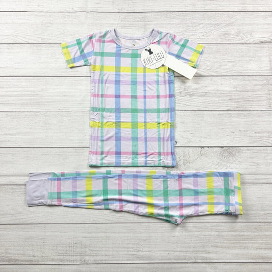 Kiki + Lulu Kids Bamboo Pajamas Set Pastel Plaid 2pc NWT 5-6