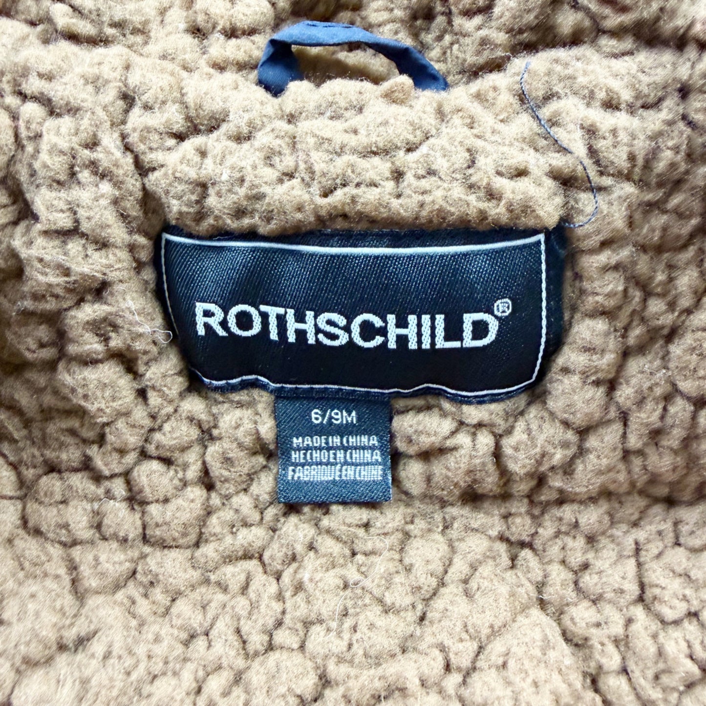 Rothschild Baby Puffer Jacket Navy Blue Hooded Coat Sherpa Lined Winter