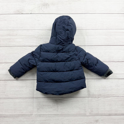 Rothschild Baby Puffer Jacket Navy Blue Hooded Coat Sherpa Lined Winter