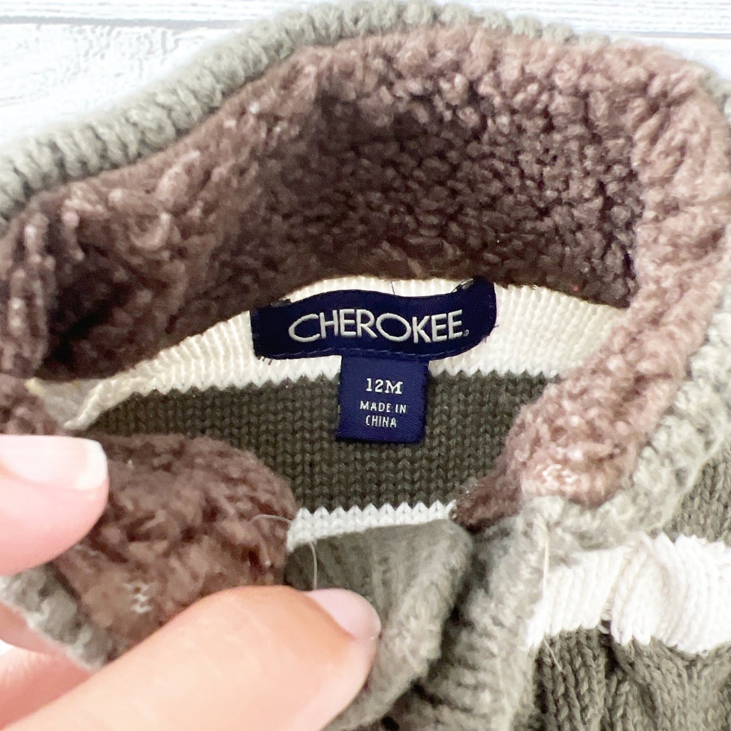 Cherokee Striped Cable Knit Sweater