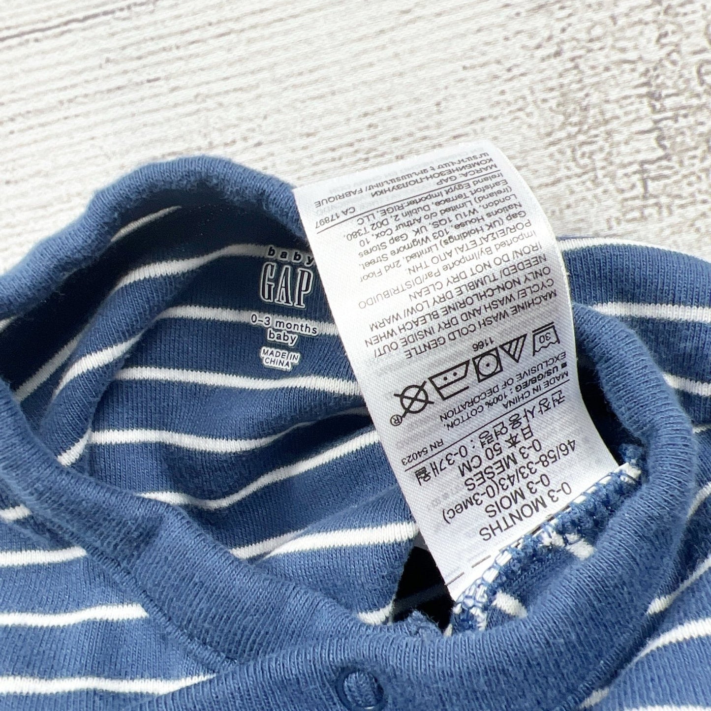 Baby Gap Blue White Striped Footed Sleeper Snap 0-3 Months