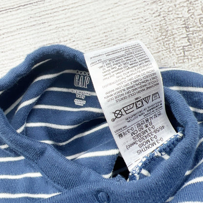 Baby Gap Blue White Striped Footed Sleeper Snap 0-3 Months
