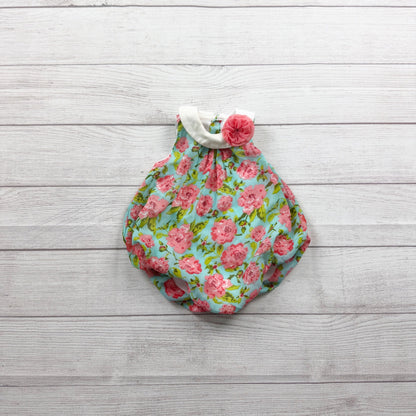 Baby Essentials Floral Sleeveless Bubble Romper Colorful Design 0-3 Months