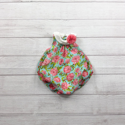 Baby Essentials Floral Sleeveless Bubble Romper Colorful Design 0-3 Months