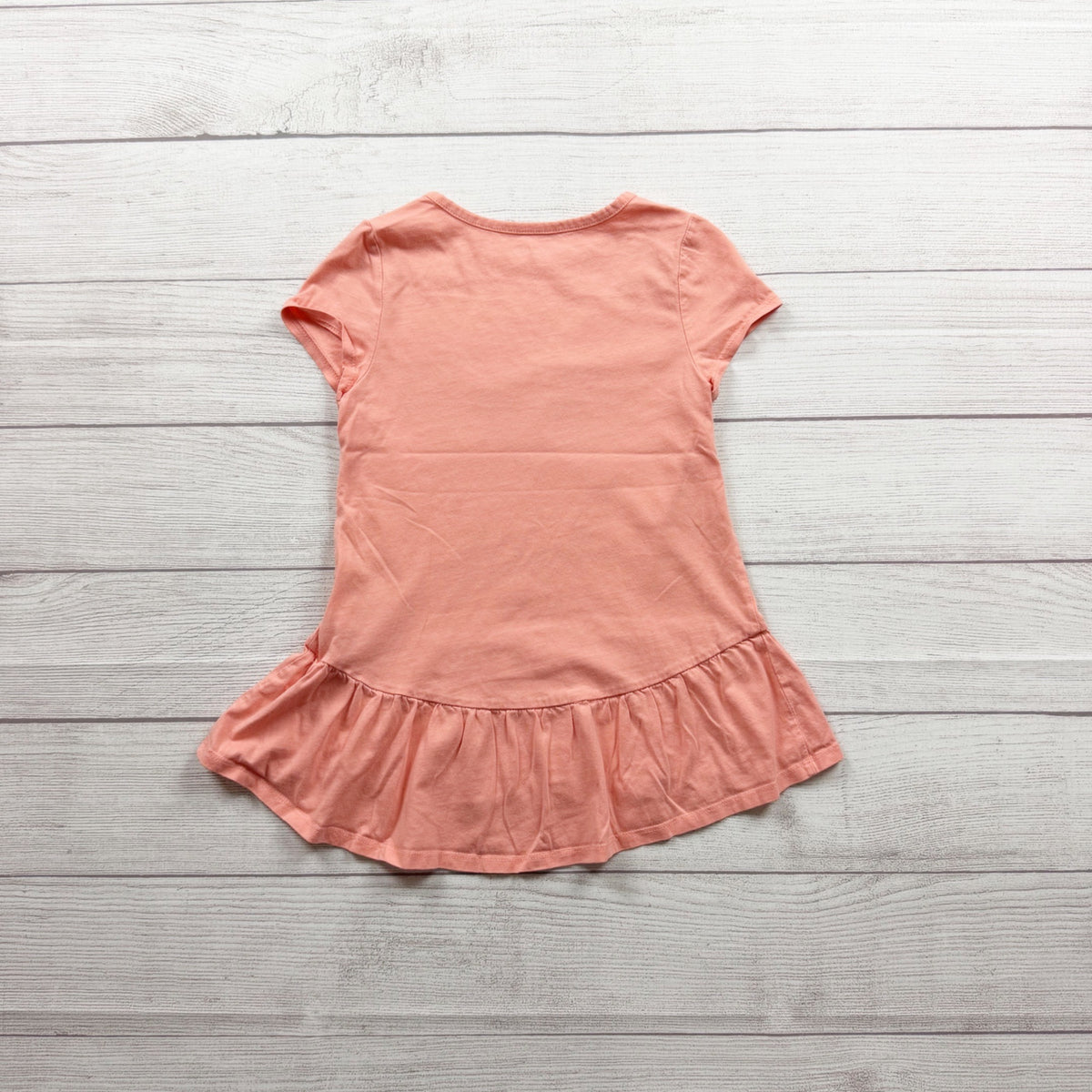 Lands End Girls Short Sleeve Dog Graphic Peplum Hem Tunic Top M 5-6
