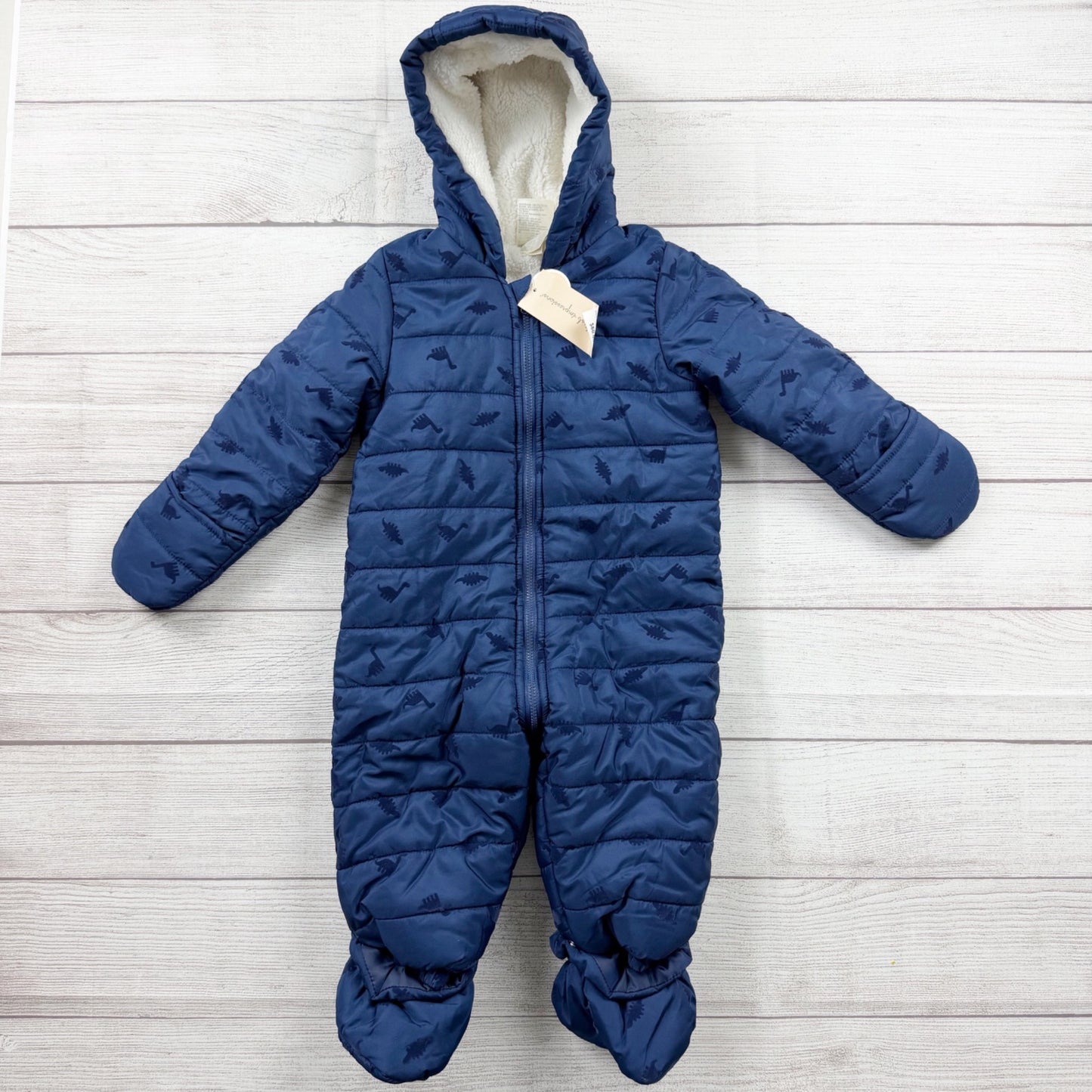First Impressions Sherpa Bunting Snowsuit Dinosaur One Piece NWT 9-12 Months