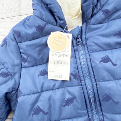 First Impressions Sherpa Bunting Snowsuit Dinosaur One Piece NWT 9-12 Months