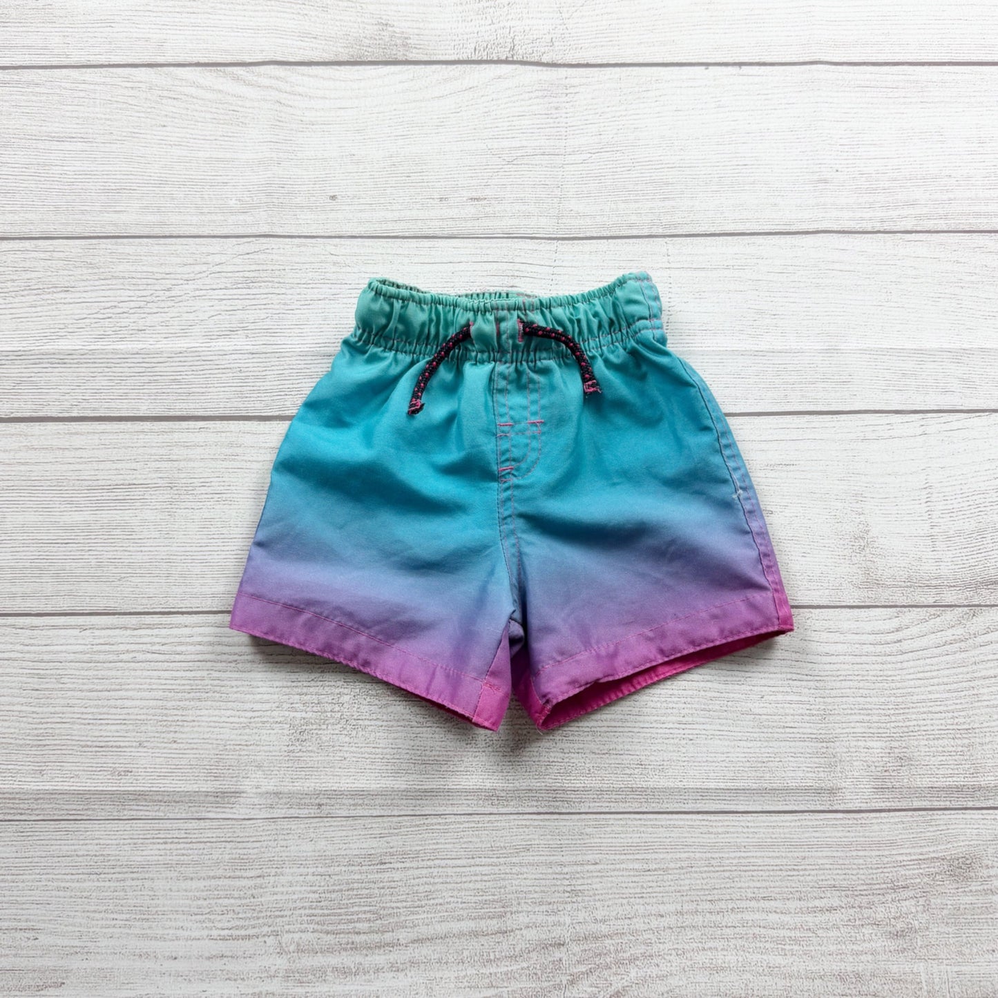 Primark Baby Boy Swim Trunks Ombre Board Shorts Drawstring 12-18 Months