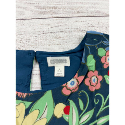 Gymboree Girls Floral Blue Short Sleeve Keyhole Back Dress S 5-6