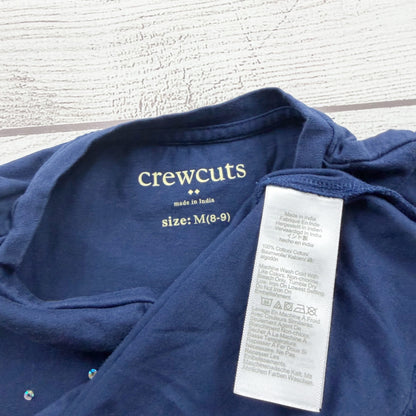 Crewcuts Girls Navy Blue Firework Sequin Graphic Tee Cotton Short Sleeve M 8-9